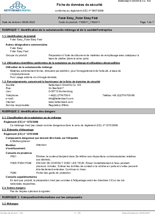 Futar Easy Futar Easy Fast Fiche de donnees de securite-image